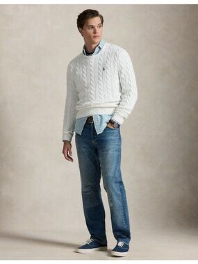 NWT Polo Ralph Lauren Heritage Straight Distressed Jeans Blue Mens Size 33x32